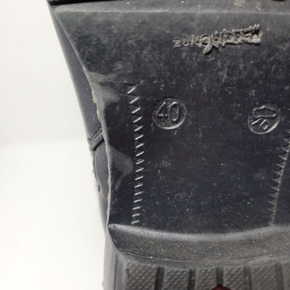 Rieker Vegan Leather Black Knee High‎ Zip Up Boots 40 Belted Buckle Quilted - Picture 8 of 12